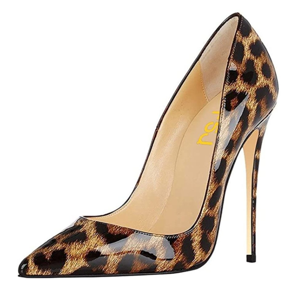 FSJ Women Sexy Leopard Printed Dress Shoes Pointy Toe High Heels Pumps